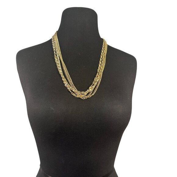 Sarah Coventry Vintage Gold Tone Multi-Strand Chain Necklace Layered Design - Picture 1 of 4